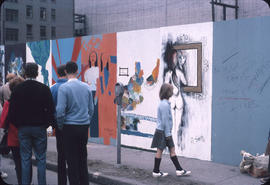 Murals on boarding around the Vancouver Art Gallery building and site