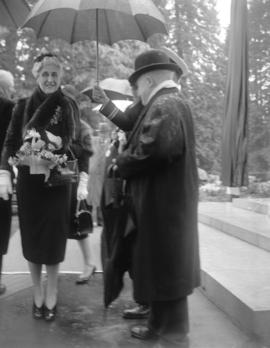 [Madame Vanier at the unveiling of the statue of Lord Stanley in Stanley Park]