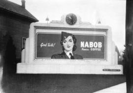 [Neon products billboard for Nabob coffee]