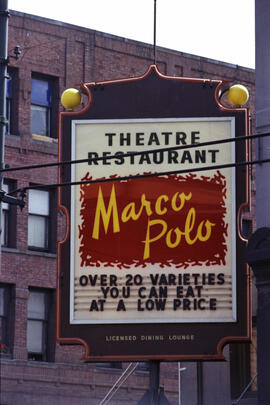 [Sign for Marco Polo Restaurant at 90 East Pender Street]