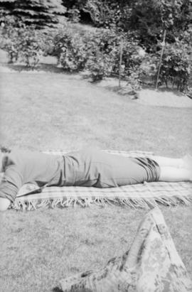 Louise Mary sunbathing in garden