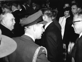 [Canadian Olympic Team members are welcomed by Lieutenant Governor Ross at the airport]