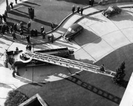 [LaFrance Aerial on display at City Hall driveway]