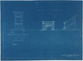 China cabinet, fireplace and staircase elevations