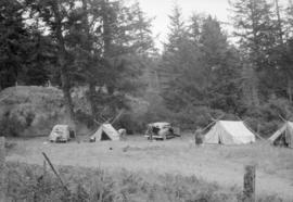 Group members by their tents