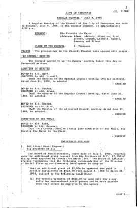 Council Meeting Minutes : July 9, 1968