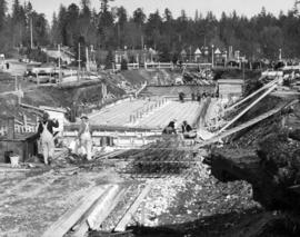 Progress made on construction of pedestrian subway and overhead traffic road at causeway entrance...