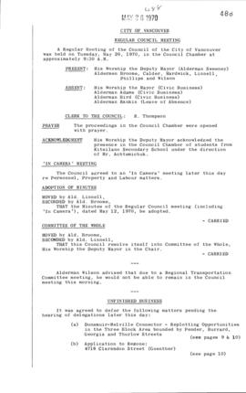 Council Meeting Minutes : May 26, 1970