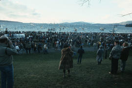 Crowd on the beach during Polar Bear Swim