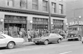 Customer queue outside the Old Spaghetti Factory