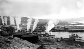 View of the industrial dock area of Powell River