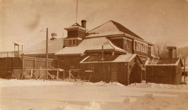[A building in an internment camp in winter]
