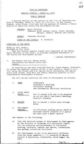 Special Council Meeting Minutes : Mar. 11, 1976
