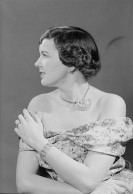 Marie Maureau, Vancouver Province : model in jewellery : Jane Meredith