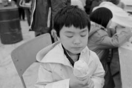 Boy enjoying ice cream cone