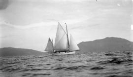 [Gaff-rigged sailboat]