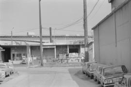 [View of industrial buildings near Oak Street]