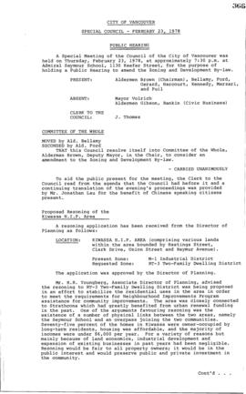 Special Council Meeting Minutes : Feb. 23, 1978