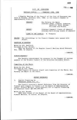 Council Meeting Minutes : Feb. 15, 1966