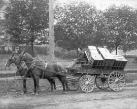 [A horse-drawn Vancouver Transfer Company baggage wagon]