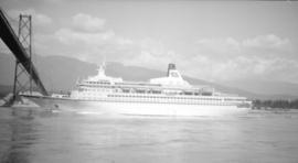 M.S. Royal Viking Sky [passing under Lions Gate Bridge]