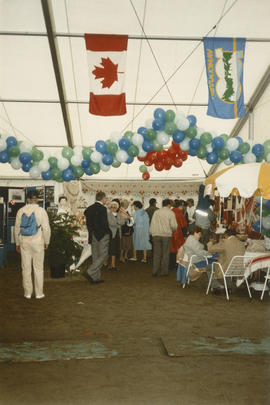 Group gathered in Heritage Showcase tent