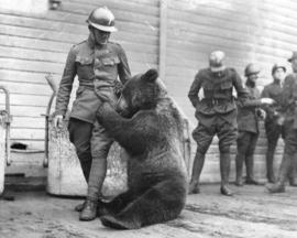 [A Czechoslovakian soldier with mascot]