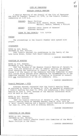 Council Meeting Minutes : Jan. 13, 1976