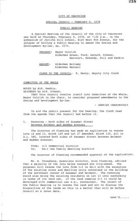 Special Council Meeting Minutes : Feb. 9, 1978