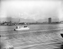 Barge [and] Vancouver sky line