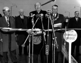 C.E. Thompson  speaking at opening of Granville Bridge