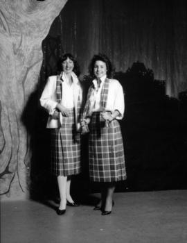 Karen Neveu and Kerry Rasmus model Centennial tartan