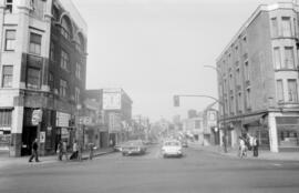 [Main Street and East Pender Street intersection, looking west]