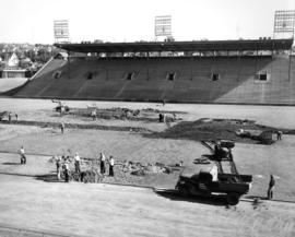 Empire Stadium field drainage test