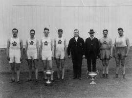 [Group portrait of Vancouver Police Department relay team and weight men with Deputy Chief Consta...