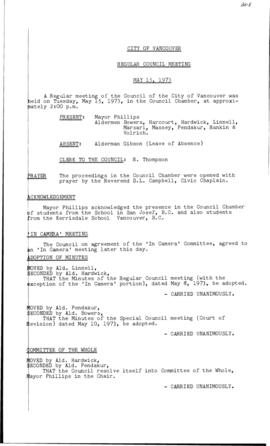Council Meeting Minutes : May 15, 1973