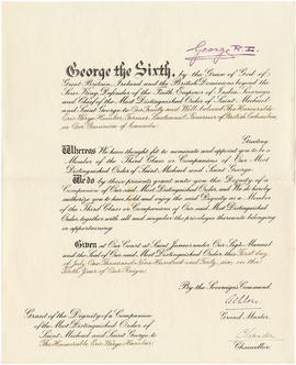 Diploma: Companion of St. Michael and St. George