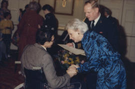 Jeanne Sauvé presents award to recipient