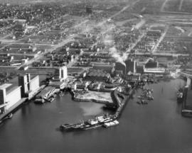 Aerial view looking south at refinery