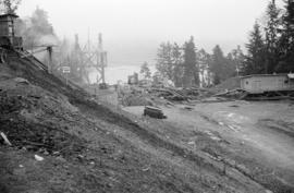 [The Lions Gate Bridge under construction]