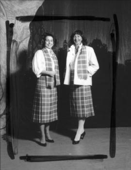 Karen Neveu and Kerry Rasmus model Centennial tartan