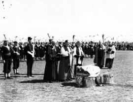 [Blessing of regimental regalia during visit of King George VI and Queen Elizabeth at Beacon Hill...