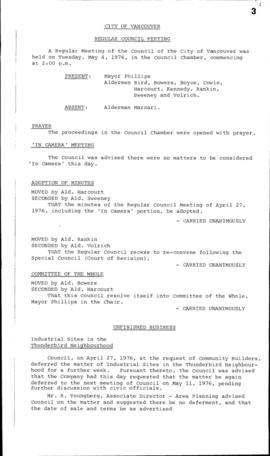 Council Meeting Minutes : May 4, 1976