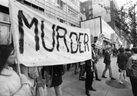 Protesters against America's intervention in Cambodia in front of U.S. Consulate in Vancouver