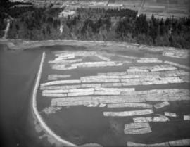 UBC and log boom near northern mouth of the Fraser River