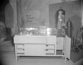 [Desk, coffee urn and other products at Empire Sheet Metal Works]