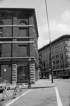 [View of Hotel Europe (43 Powell Street) from the intersection of Carrall and Water Streets, 1 of 6]