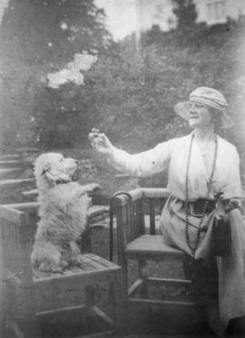 Actress Rose Lewis with a dog