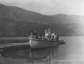 [Duguid's boat at dock on Seton Lake]