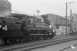 [Engine 374 pulling into Vancouver for its presentation to the City by the CPR]